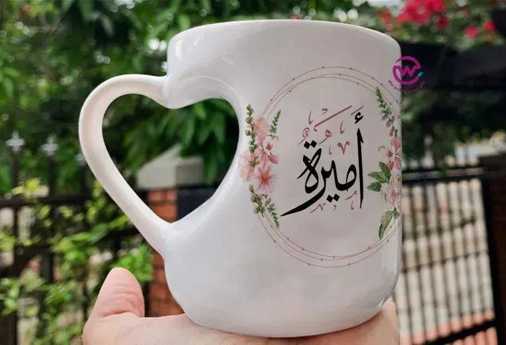 Mug-Heart-Handle - Floral - Names - WE PRINT