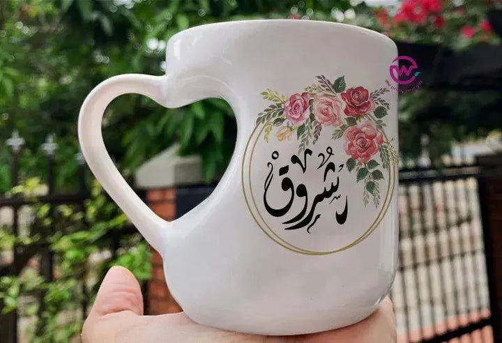 Mug-Heart-Handle - Floral - Names - WE PRINT