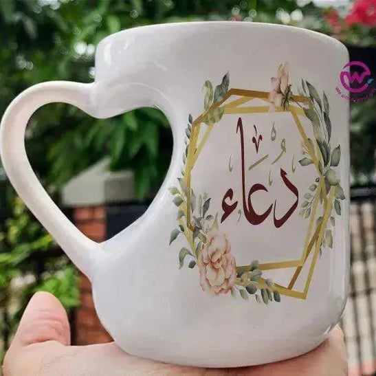 Mug-Heart-Handle - Floral - Names - WE PRINT