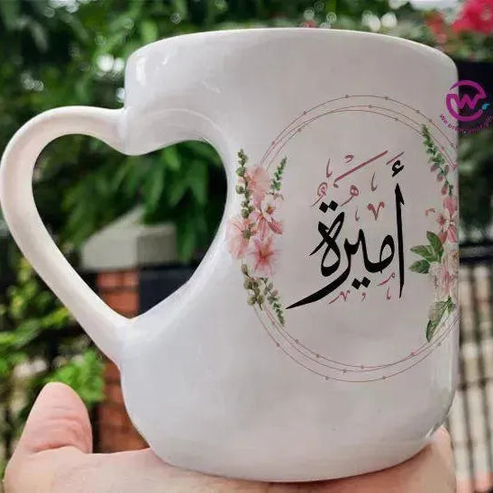 Mug-Heart-Handle - Floral - Names - WE PRINT