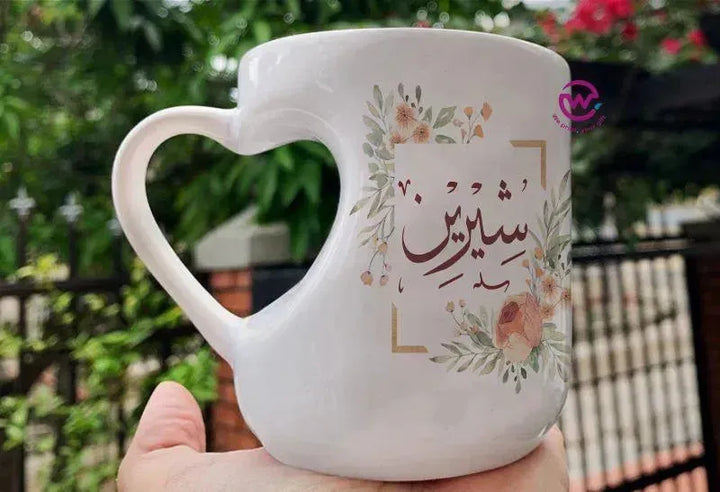 Mug-Heart-Handle - Floral - Names - WE PRINT