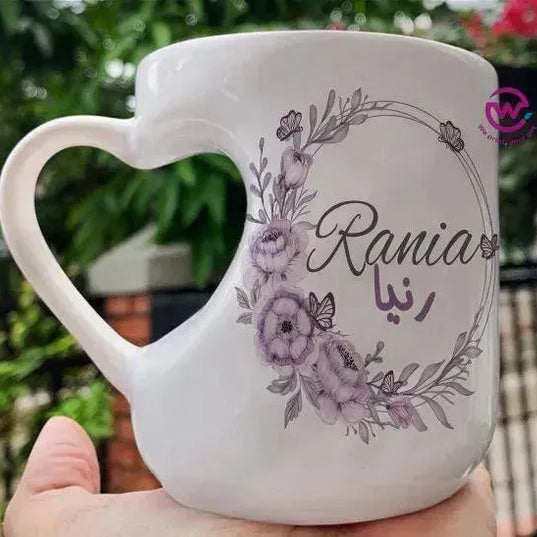 Mug-Heart-Handle - Floral - Names - WE PRINT