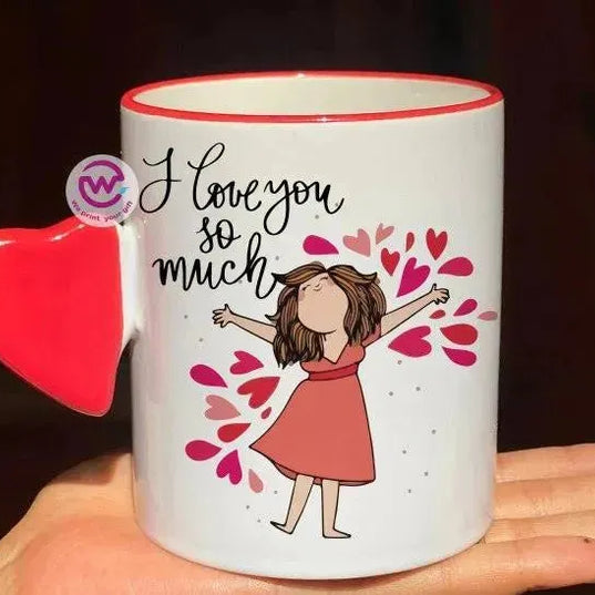 Mug-With Solid Heart Handle -Valentine's Day - WE PRINT