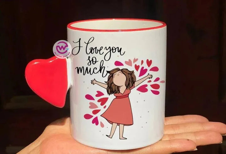 Mug-With Solid Heart Handle -Valentine's Day - WE PRINT