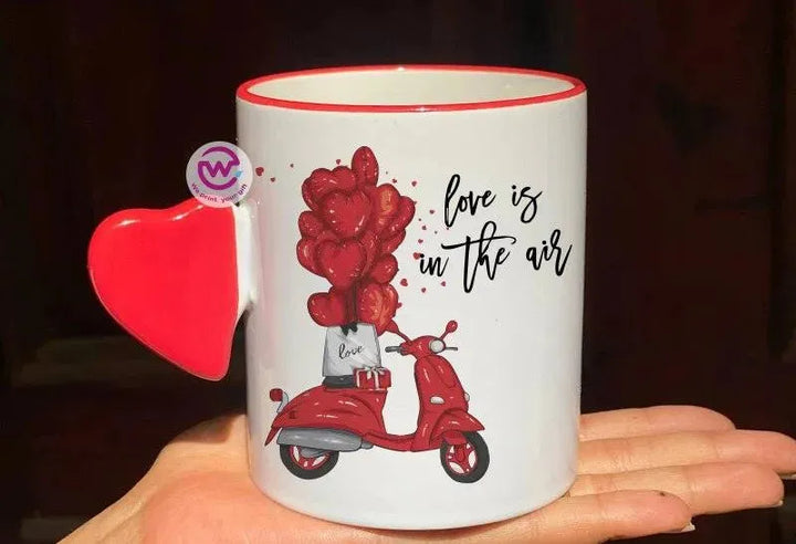 Mug-With Solid Heart Handle -Valentine's Day - WE PRINT