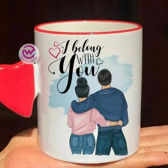 Mug-With Solid Heart Handle -Valentine's Day - WE PRINT