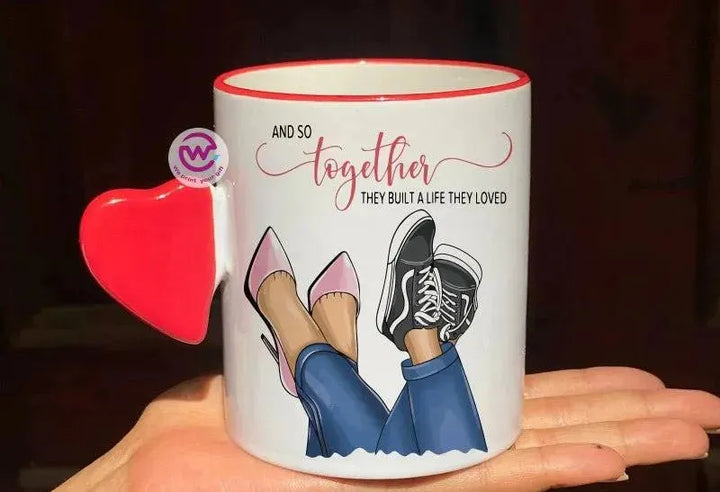 Mug-With Solid Heart Handle -Valentine's Day - WE PRINT