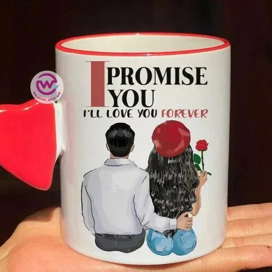 Mug-With Solid Heart Handle -Valentine's Day - WE PRINT