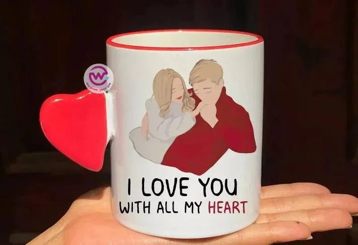 Mug-With Solid Heart Handle -Valentine's Day - WE PRINT