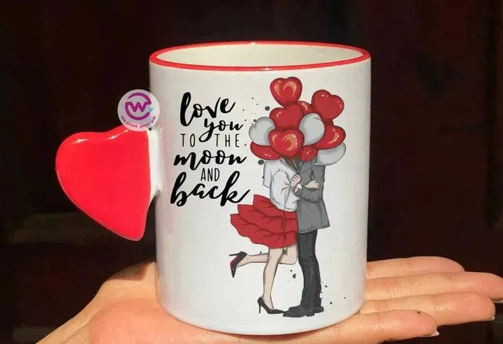 Mug-With Solid Heart Handle -Valentine's Day - WE PRINT