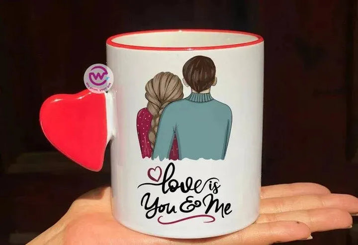 Mug-With Solid Heart Handle -Valentine's Day - WE PRINT