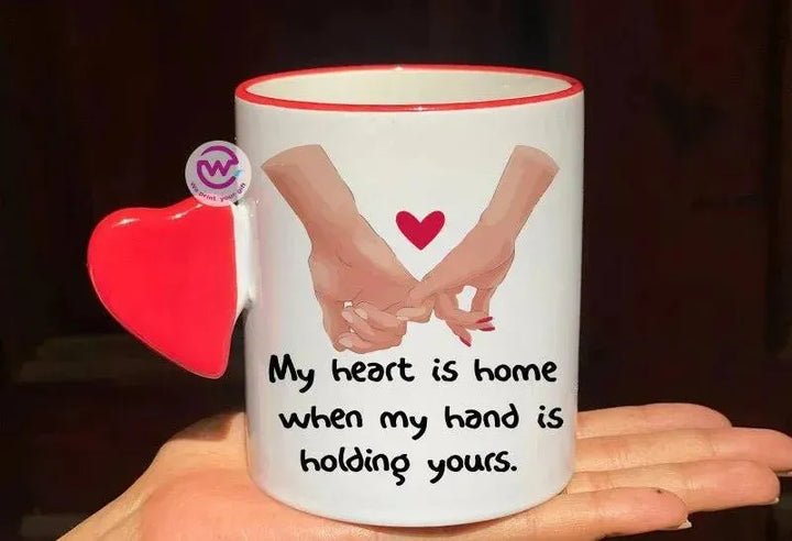 Mug-With Solid Heart Handle -Valentine's Day - WE PRINT