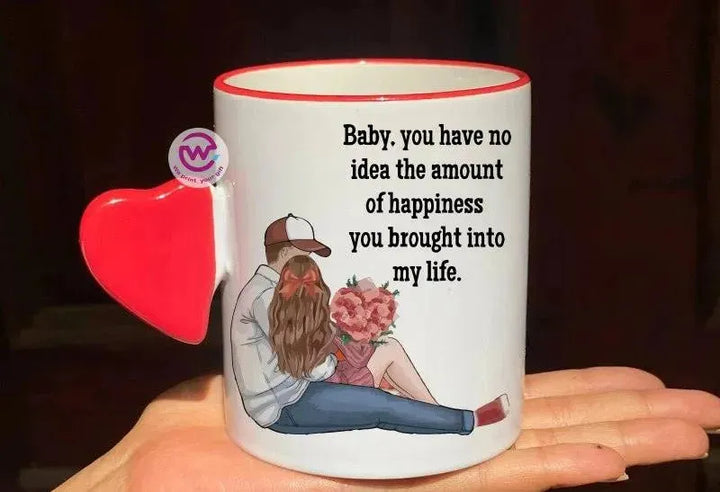 Mug-With Solid Heart Handle -Valentine's Day - WE PRINT