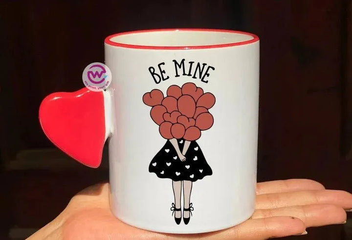 Mug-With Solid Heart Handle -Valentine's Day - WE PRINT