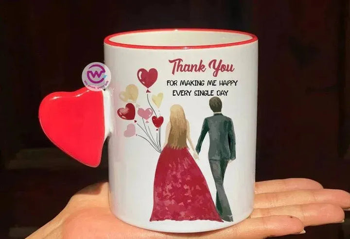 Mug-With Solid Heart Handle -Valentine's Day - WE PRINT