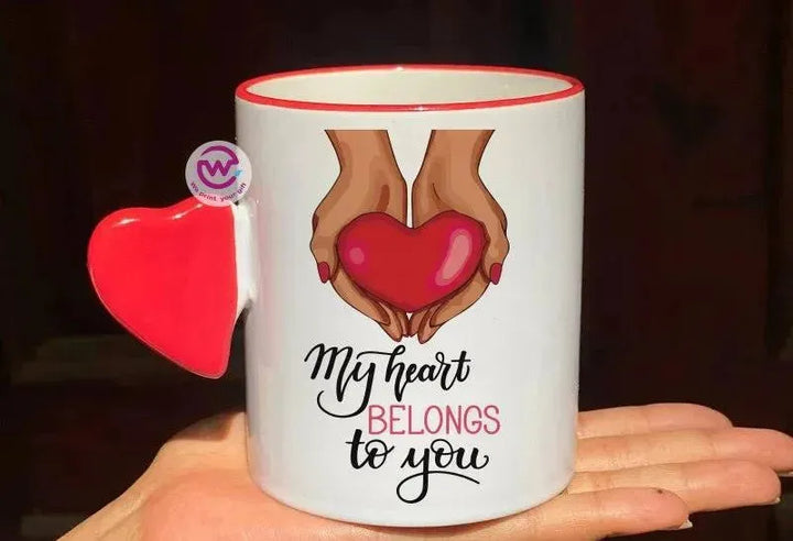 Mug-With Solid Heart Handle -Valentine's Day - WE PRINT