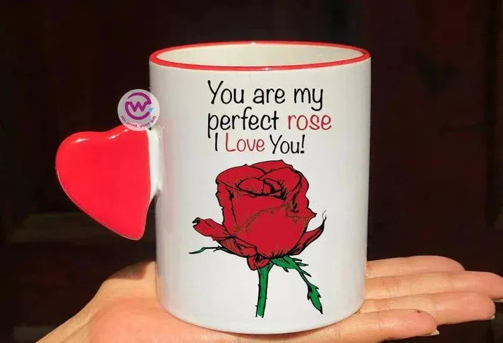 Mug-With Solid Heart Handle -Valentine's Day - WE PRINT