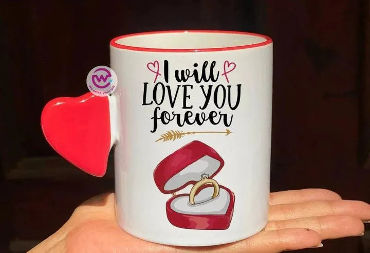 Mug-With Solid Heart Handle -Valentine's Day - WE PRINT