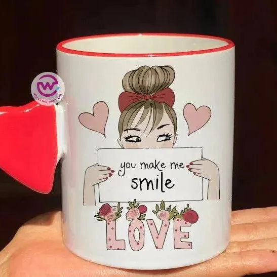 Mug-With Solid Heart Handle -Valentine's Day - WE PRINT