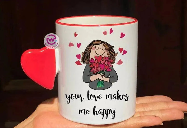 Mug-With Solid Heart Handle -Valentine's Day - WE PRINT