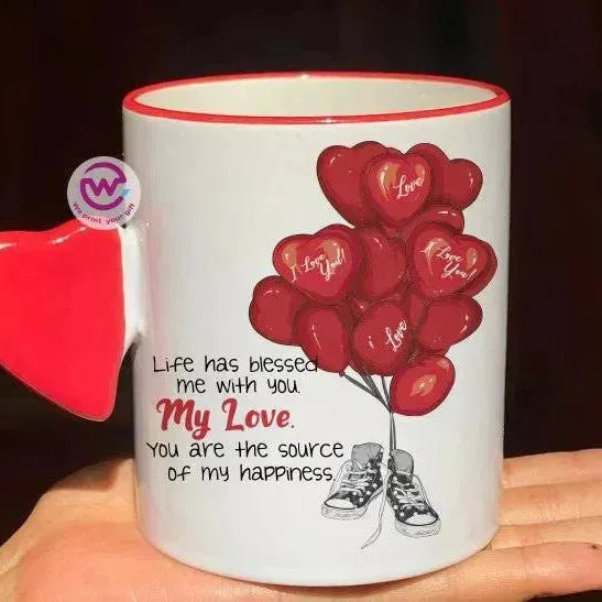Mug-With Solid Heart Handle -Valentine's Day - WE PRINT