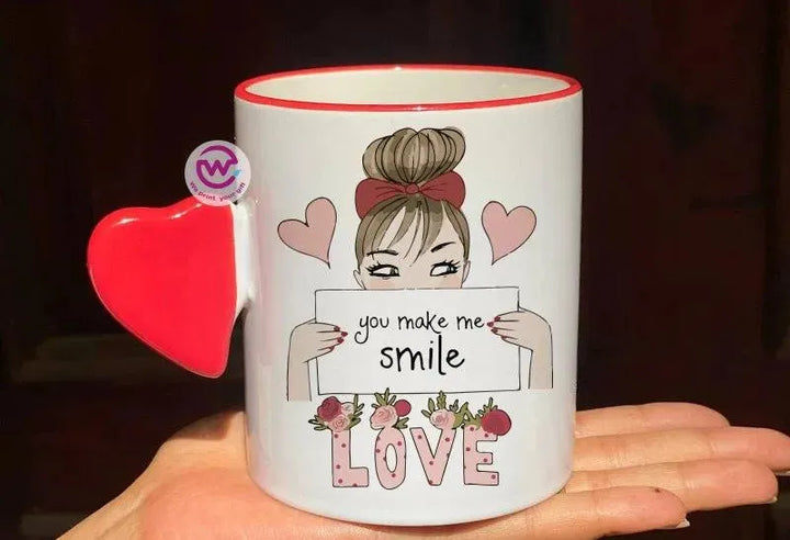 Mug-With Solid Heart Handle -Valentine's Day - WE PRINT