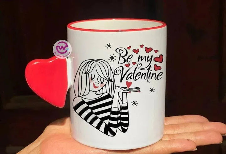 Mug-With Solid Heart Handle -Valentine's Day - WE PRINT