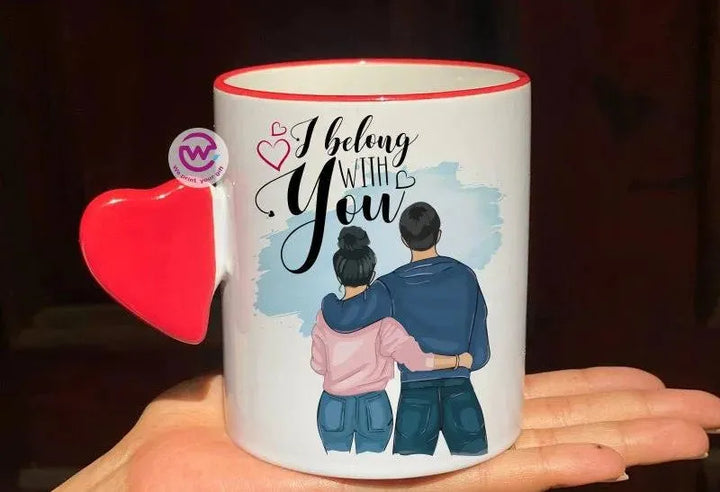 Mug-With Solid Heart Handle -Valentine's Day - WE PRINT