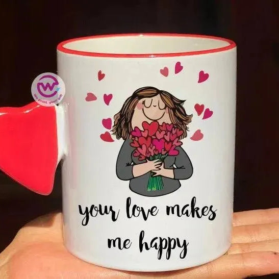 Mug-With Solid Heart Handle -Valentine's Day - WE PRINT