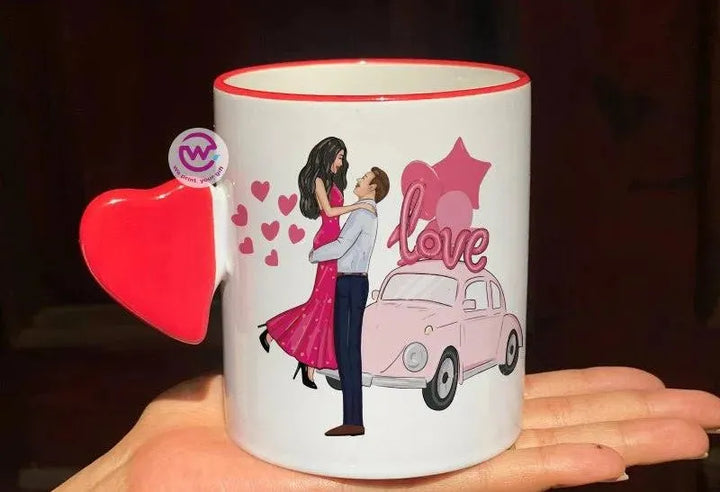 Mug-With Solid Heart Handle -Valentine's Day - WE PRINT