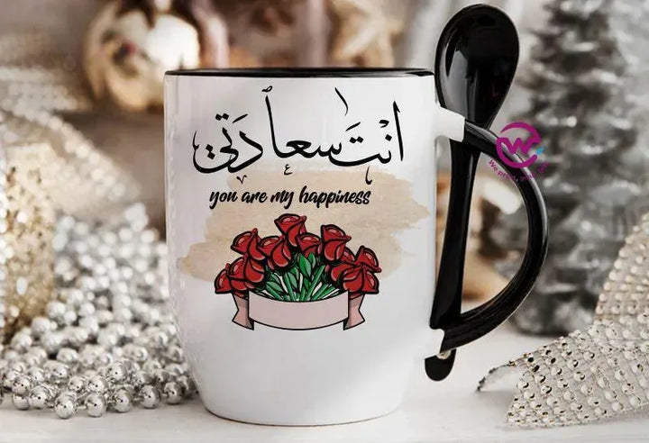 Mug-With Spoon - Arabic Design Lovers - WE PRINT