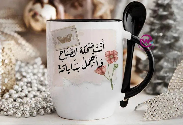 Mug-With Spoon - Arabic Design Lovers - WE PRINT