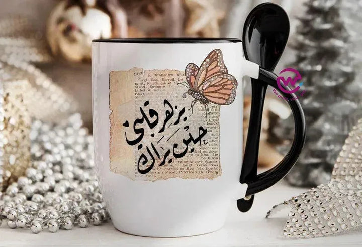 Mug-With Spoon - Arabic Design Lovers - WE PRINT