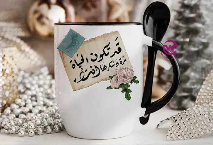 Mug-With Spoon - Arabic Design Lovers - WE PRINT