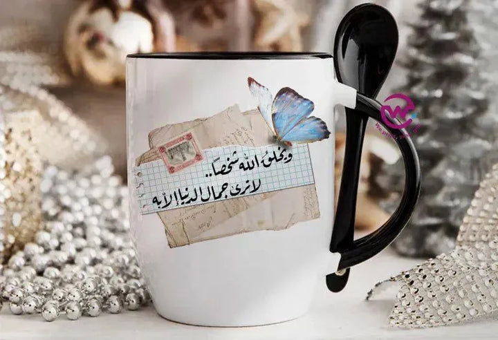 Mug-With Spoon - Arabic Design Lovers - WE PRINT