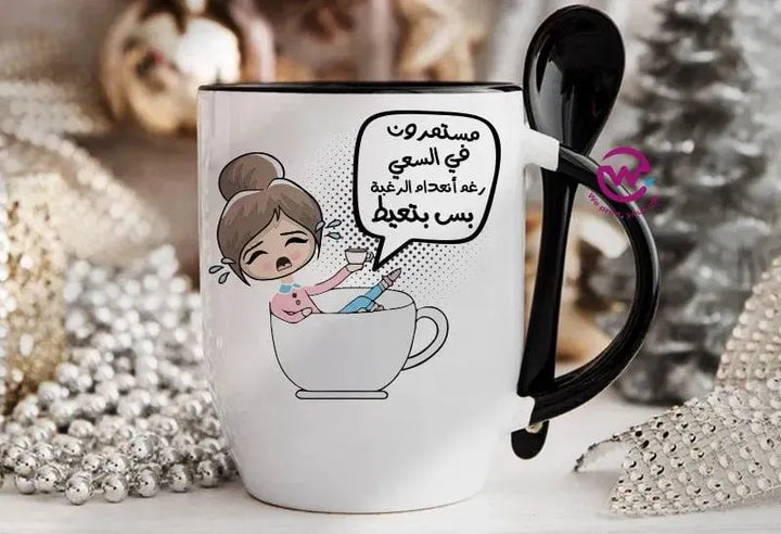 Mug-With Spoon - Comic -D - WE PRINT