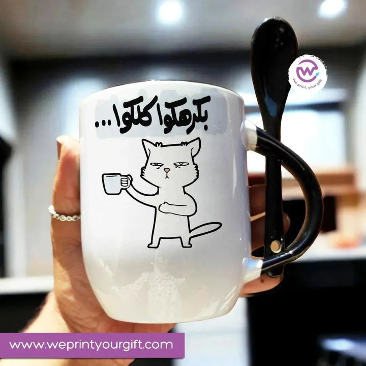 Mug-With Spoon -Comic -J - WE PRINT