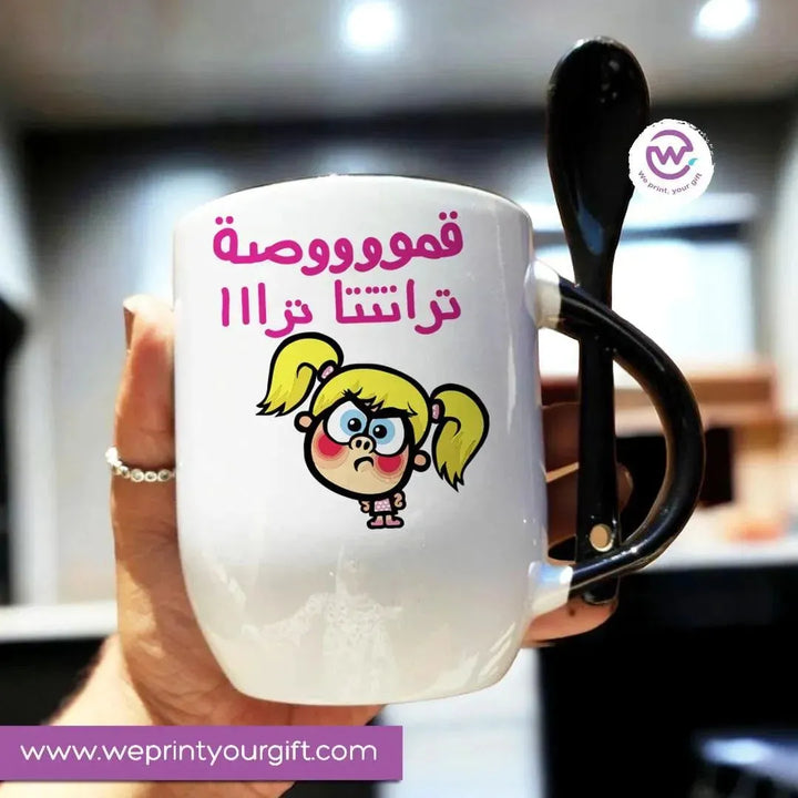 Mug-With Spoon -Comic -J - WE PRINT