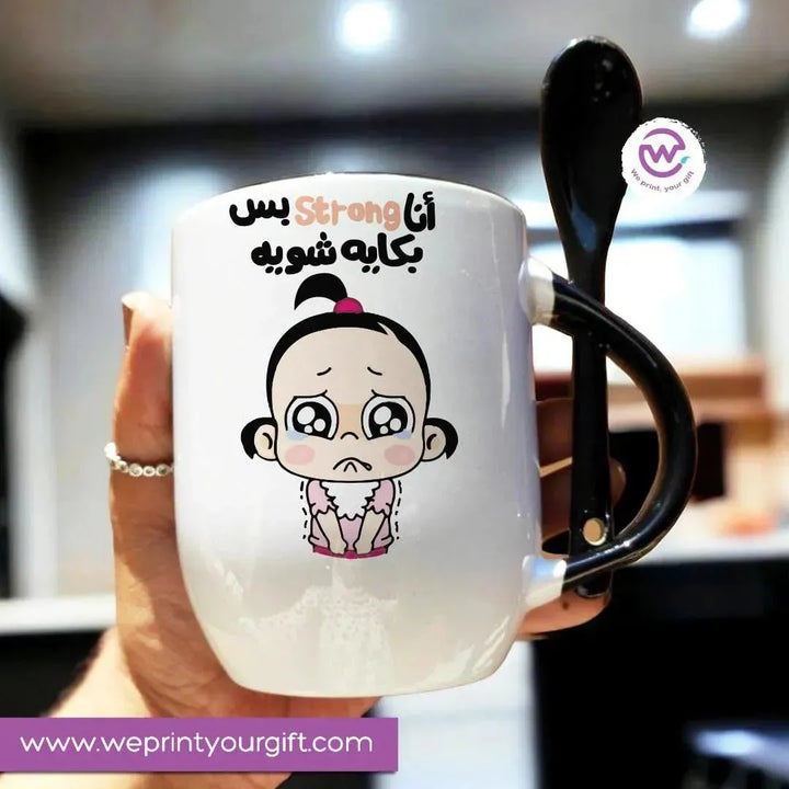 Mug-With Spoon -Comic -J - WE PRINT