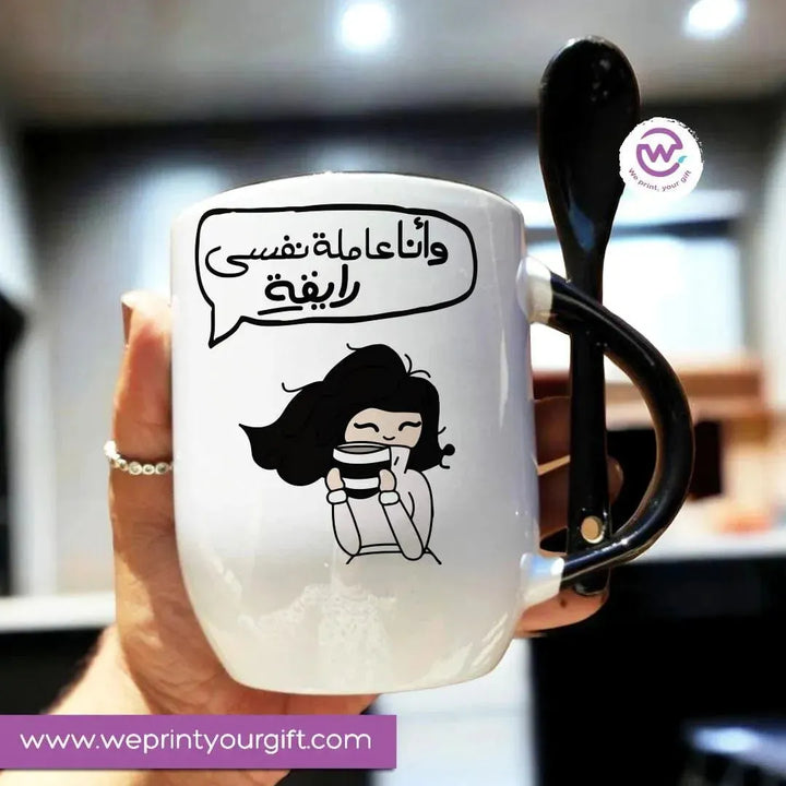 Mug-With Spoon -Comic -J - WE PRINT