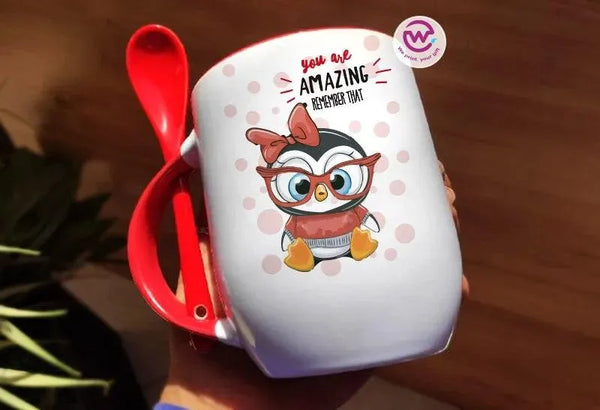 Mug-With Spoon -Cute Owl - WE PRINT