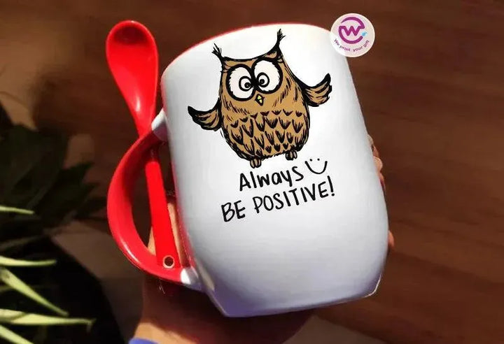 Mug-With Spoon -Cute Owl - WE PRINT