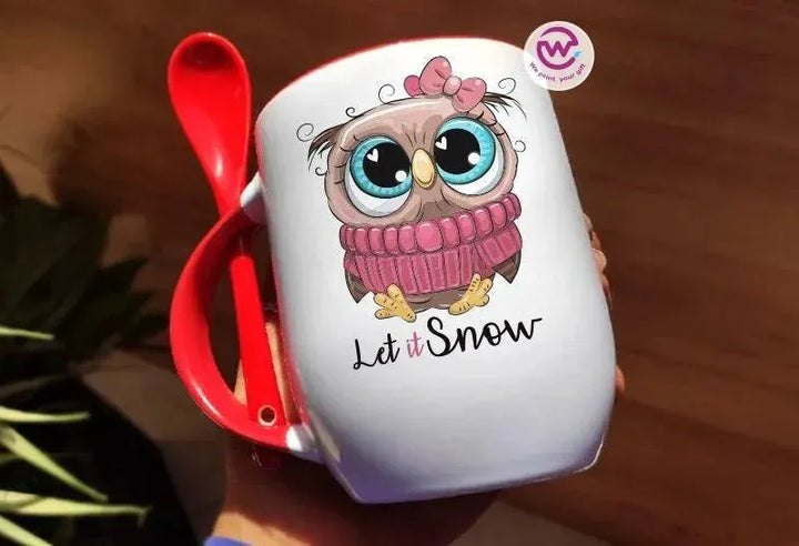 Mug-With Spoon -Cute Owl - WE PRINT