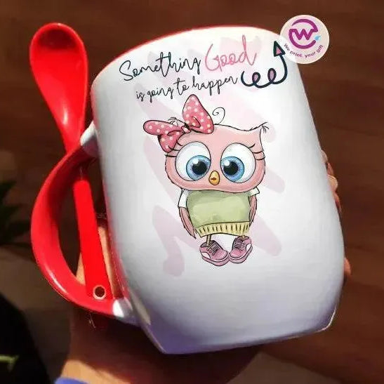 Mug-With Spoon -Cute Owl - WE PRINT