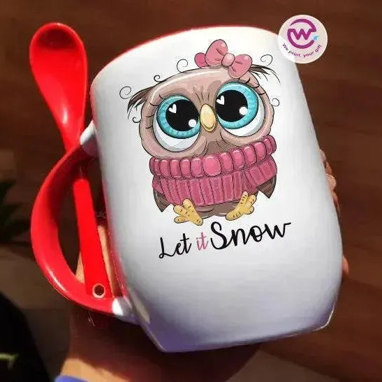 Mug-With Spoon -Cute Owl - WE PRINT