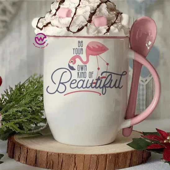Mug-With Spoon - Flamingo - WE PRINT