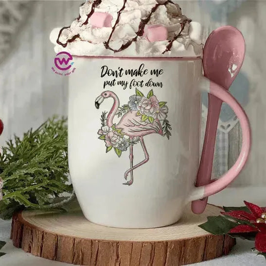 Mug-With Spoon - Flamingo - WE PRINT