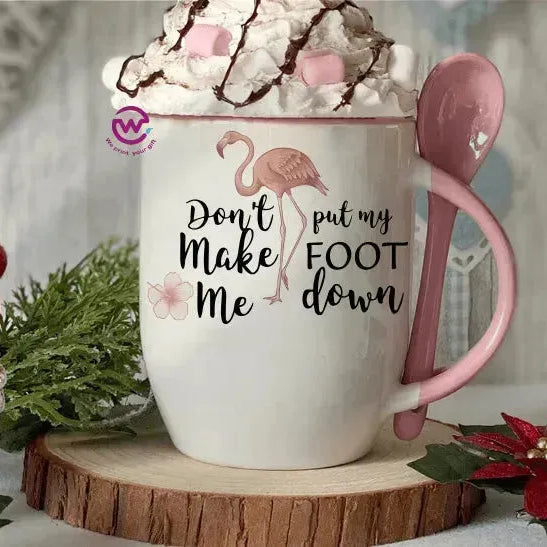 Mug-With Spoon - Flamingo - WE PRINT