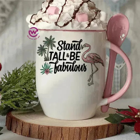 Mug-With Spoon - Flamingo - WE PRINT
