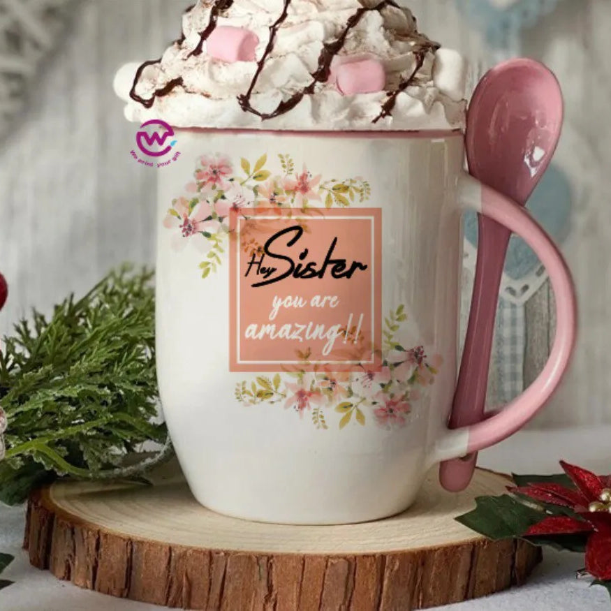 Mug with Spoon- Mom designs - WE PRINT